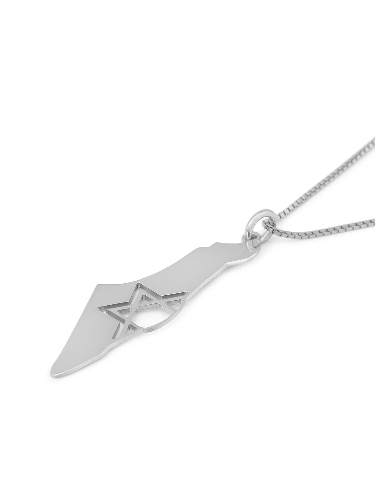 Collier Carte d'Israël avec Étoile de David Découpée - Argent ou Or-Pla