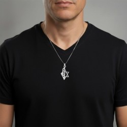 14K Gold Map of Israel and Star of David Pendant with Am Yisrael Chai