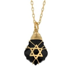 Collier étoile de David postmoderne rempli de cristal et d’or