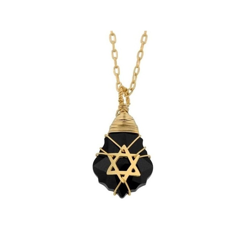 Collier étoile de David postmoderne rempli de cristal et d’or