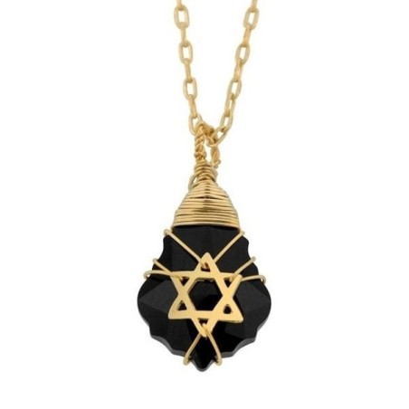 Crystal and Gold Filled Postmodern Star of David Necklace