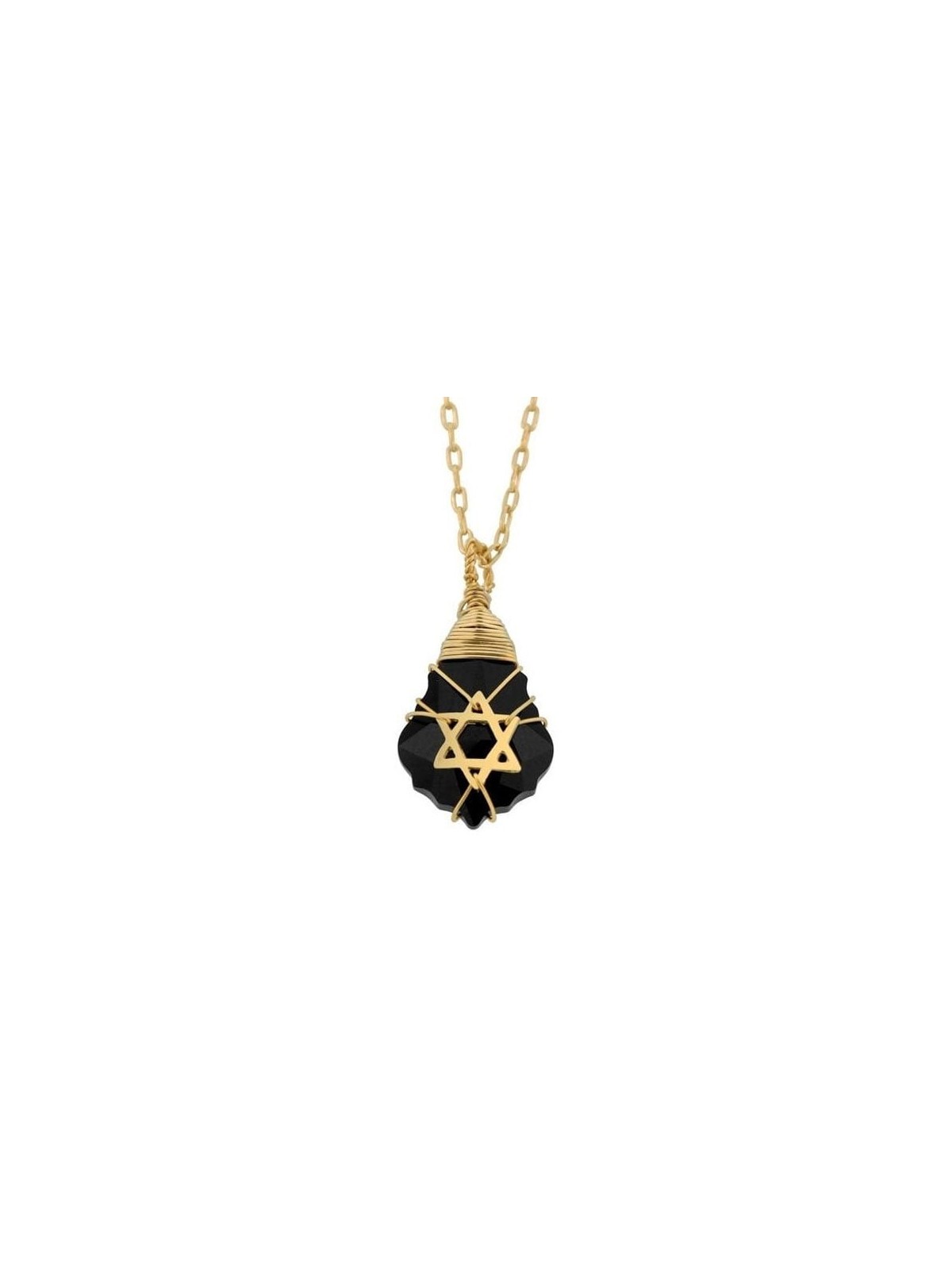 Collier étoile de David postmoderne rempli de cristal et d’or