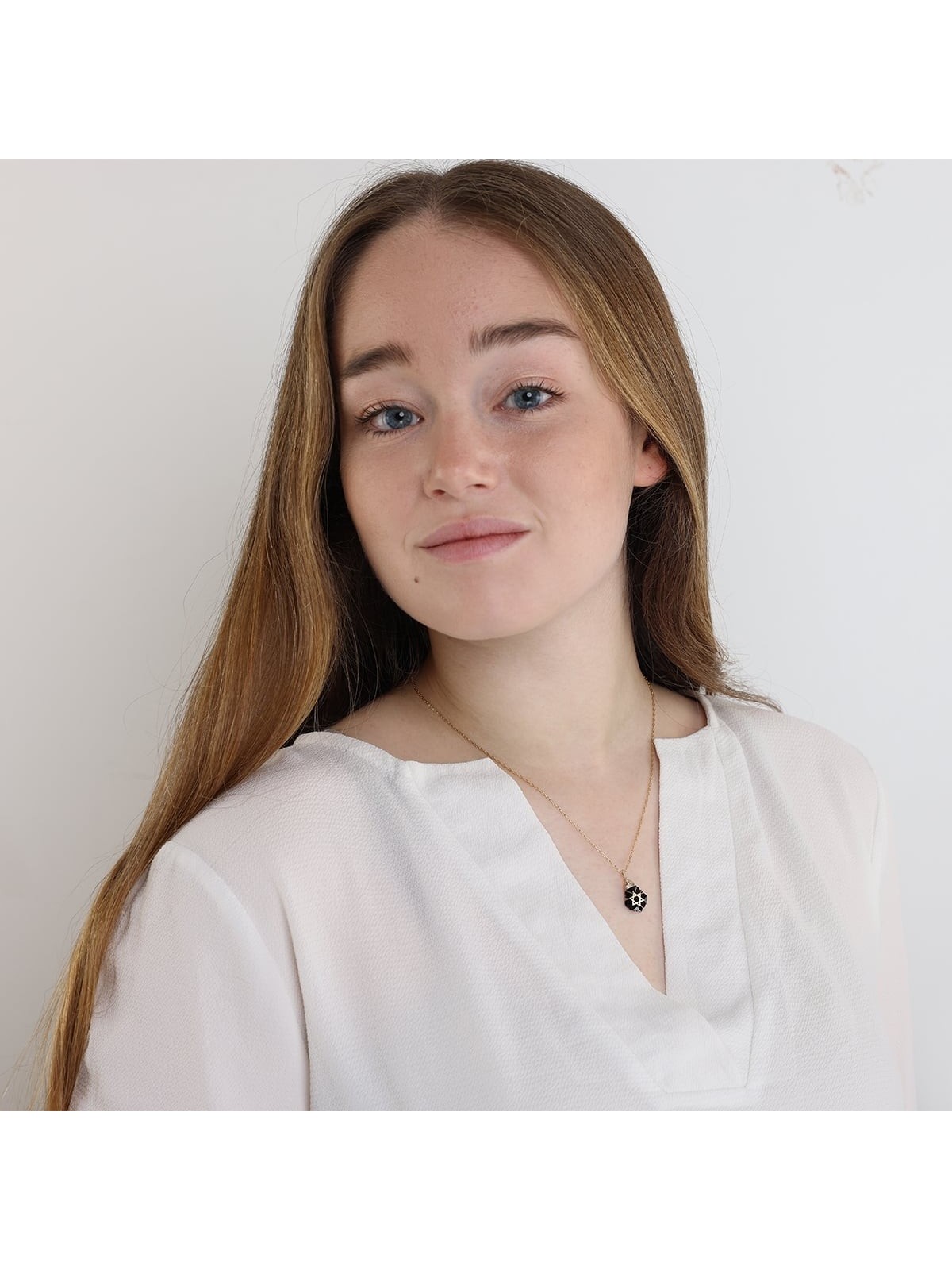 Crystal and Gold Filled Postmodern Star of David Necklace