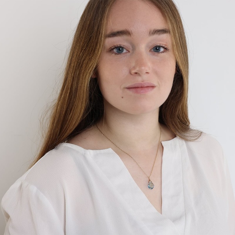 Blue Crystal Star of David Necklace with Gold Filled Wire Wrapping