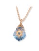 Collier étoile de David en cristal bleu avec emballage en fil rempli d’or