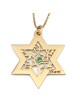 Personalized Birthstone Star of David and Tree of Life Necklace - 24K