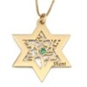 Personalized Birthstone Star of David and Tree of Life Necklace - 24K