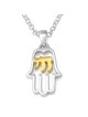 Étoile de David et Hamsa avec stylo double en argent sterling Chai plaqué or