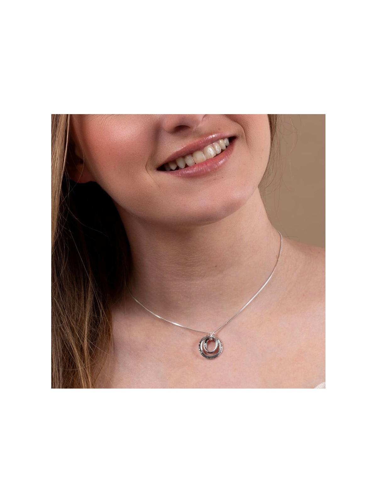 Collier pendentif en argent sterling Shema Yisrael en spirale entrelacée