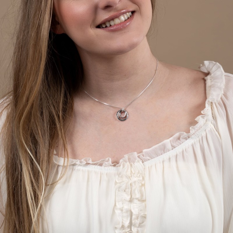 Collier pendentif en argent sterling Shema Yisrael en spirale entrelacée