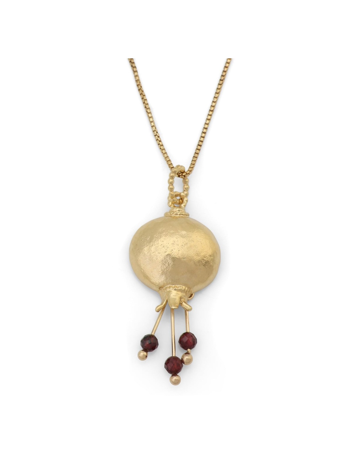 Collier pendentif grenade plaqué or avec options de couleur de pierre