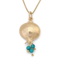 Gold Plated Pomegranate Pendant Necklace with Stone Color Options