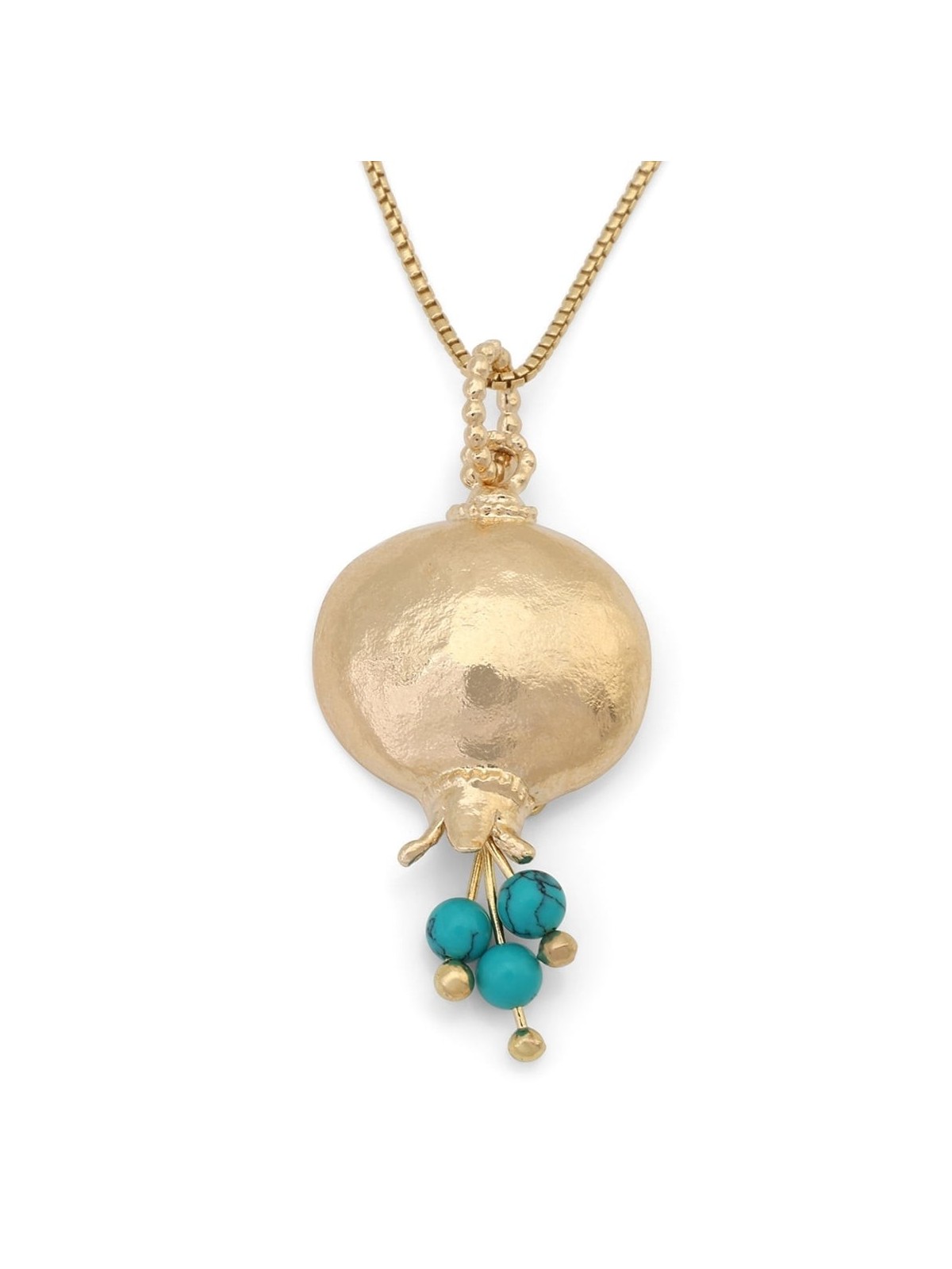 Gold Plated Pomegranate Pendant Necklace with Stone Color Options