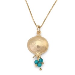 Gold Plated Pomegranate Pendant Necklace with Stone Color Options