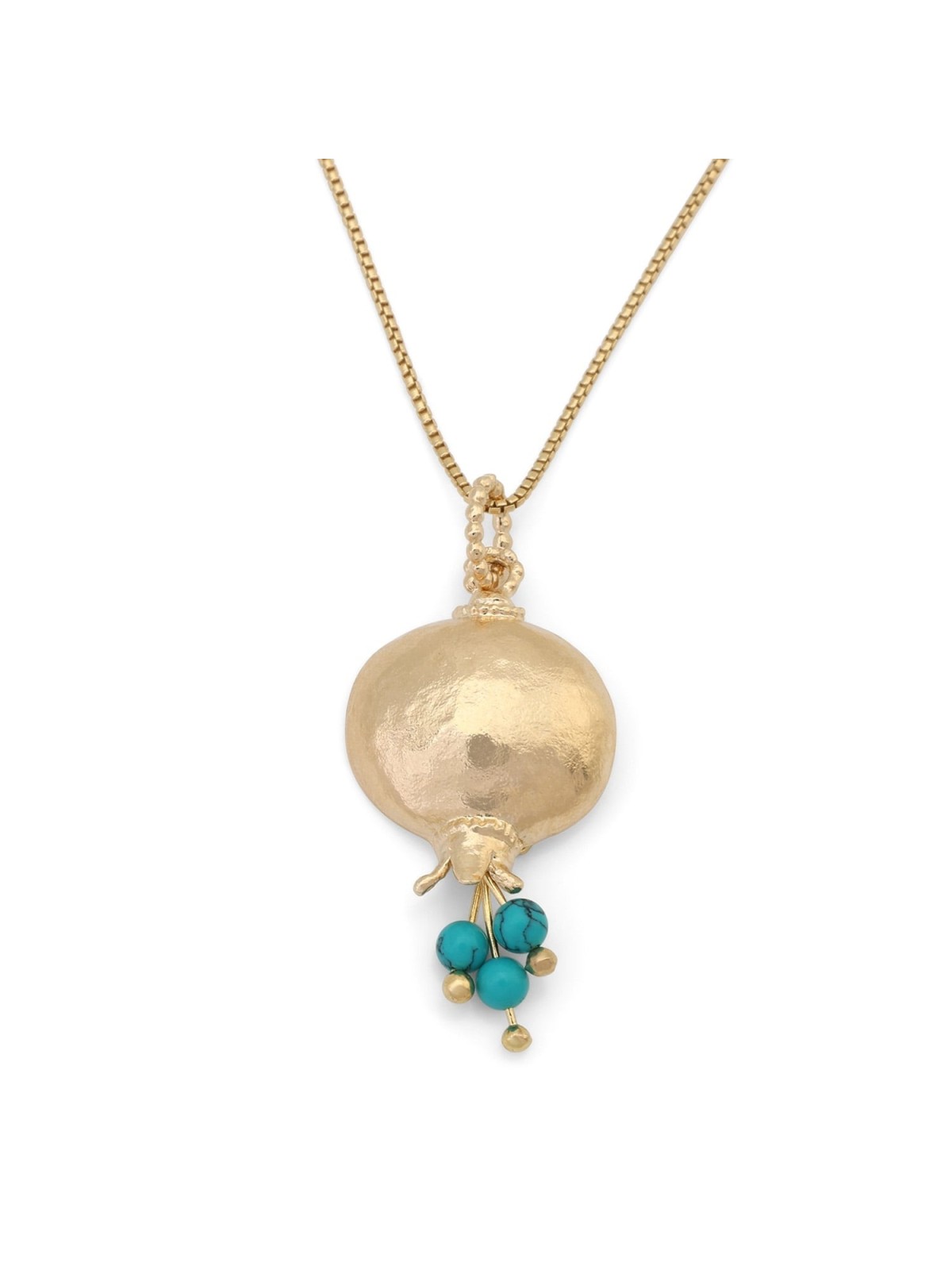 Gold Plated Pomegranate Pendant Necklace with Stone Color Options