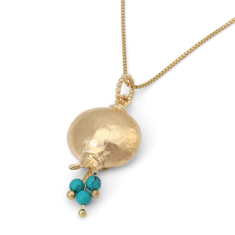 Collier pendentif grenade plaqué or avec options de couleur de pierre