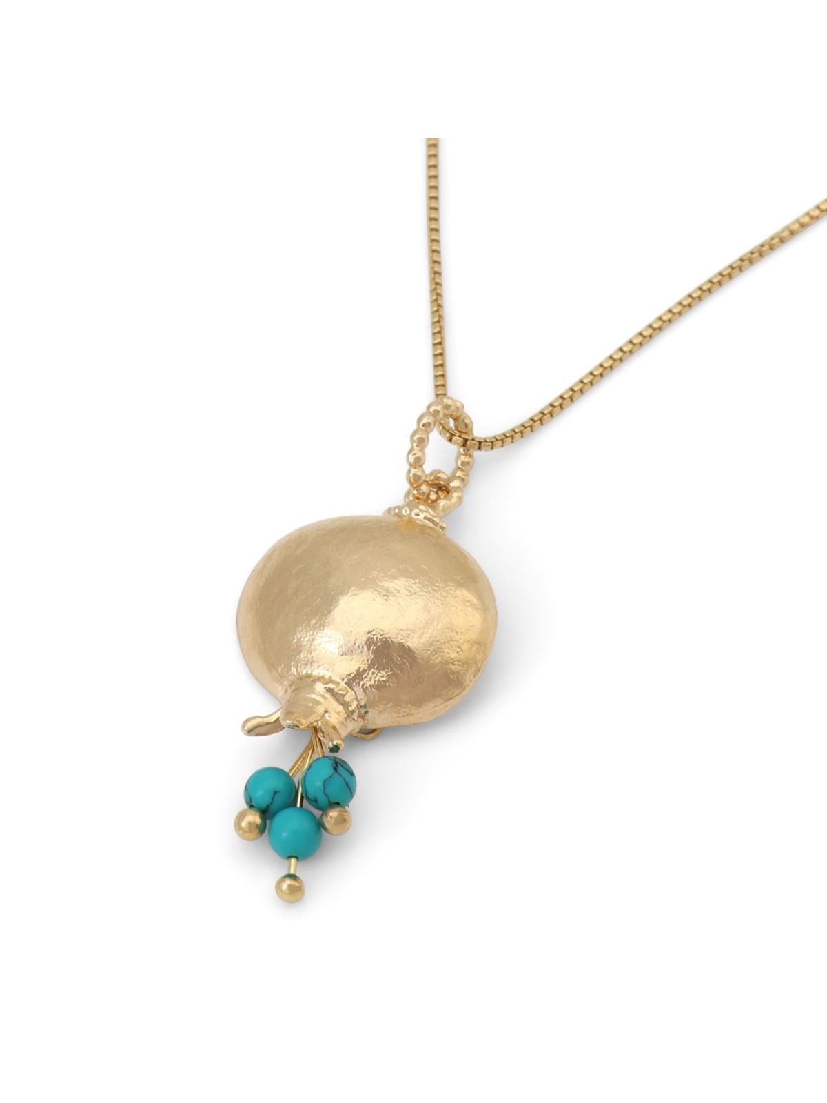 Gold Plated Pomegranate Pendant Necklace with Stone Color Options