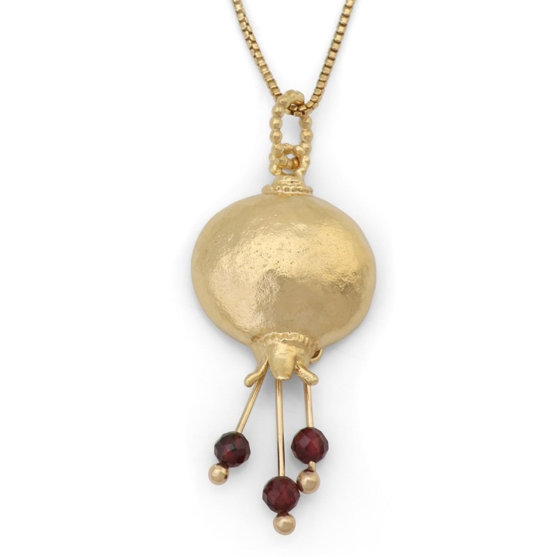 Collier pendentif grenade plaqué or avec options de couleur de pierre