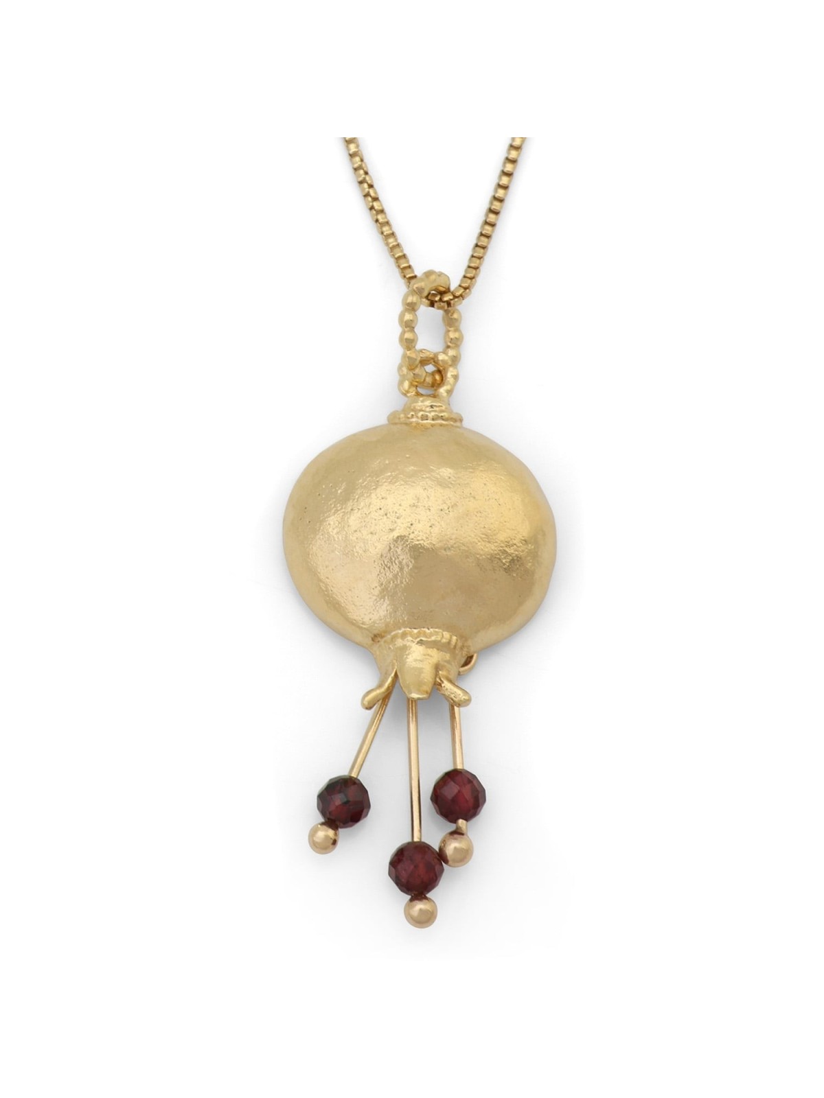 Gold Plated Pomegranate Pendant Necklace with Stone Color Options