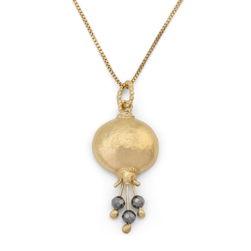Gold Plated Pomegranate Pendant Necklace with Stone Color Options