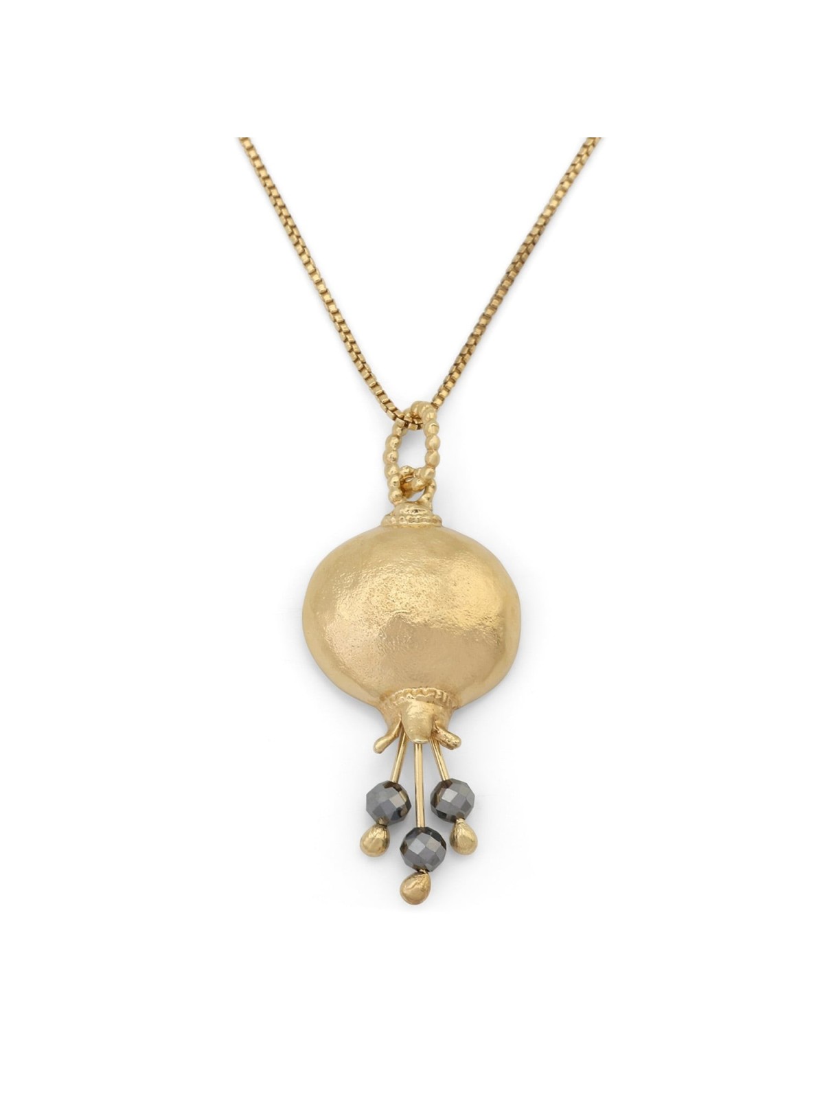 Gold Plated Pomegranate Pendant Necklace with Stone Color Options