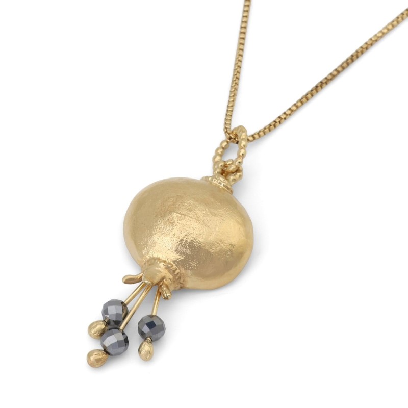 Gold Plated Pomegranate Pendant Necklace with Stone Color Options