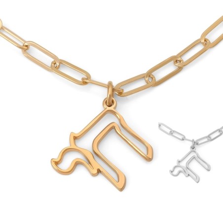 Collier de contour Chai d'épaisseur de luxe avec chaîne de trombone - 925 Ster