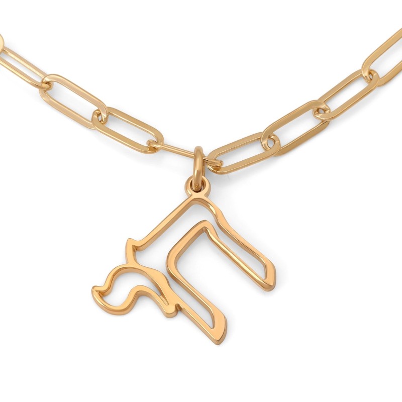 Luxury Thickness Chai Outline Necklace with Paperclip Chain - 925 Ster