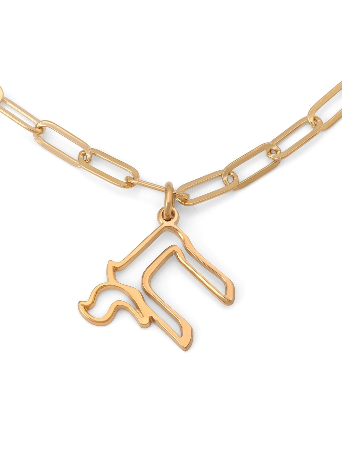 Luxury Thickness Chai Outline Necklace with Paperclip Chain - 925 Ster