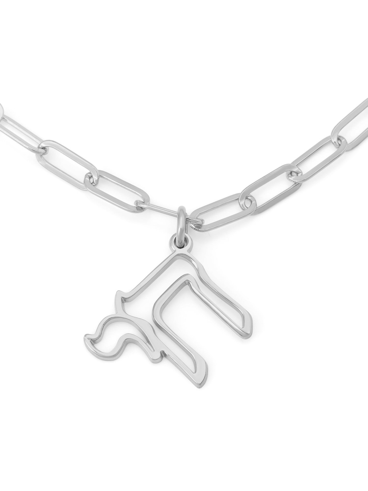 Luxury Thickness Chai Outline Necklace with Paperclip Chain - 925 Ster