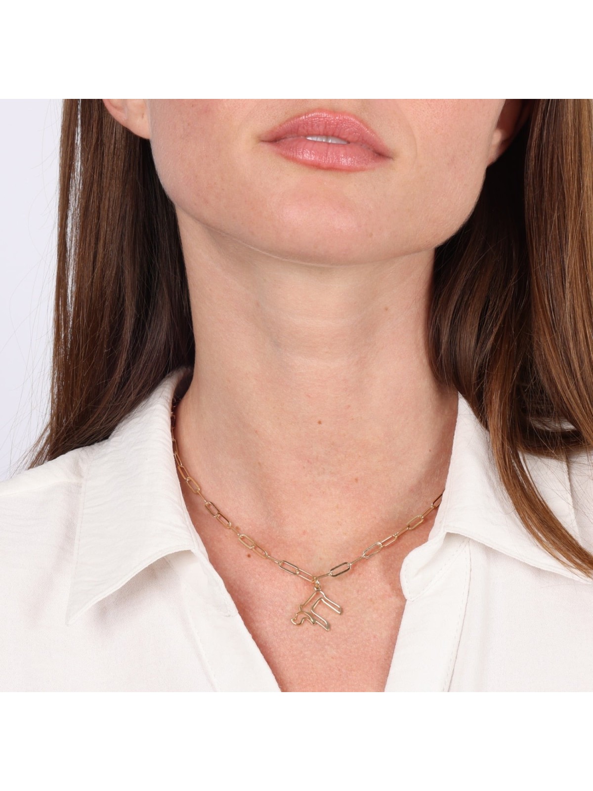 Collier de contour Chai d'épaisseur de luxe avec chaîne de trombone - 925 Ster