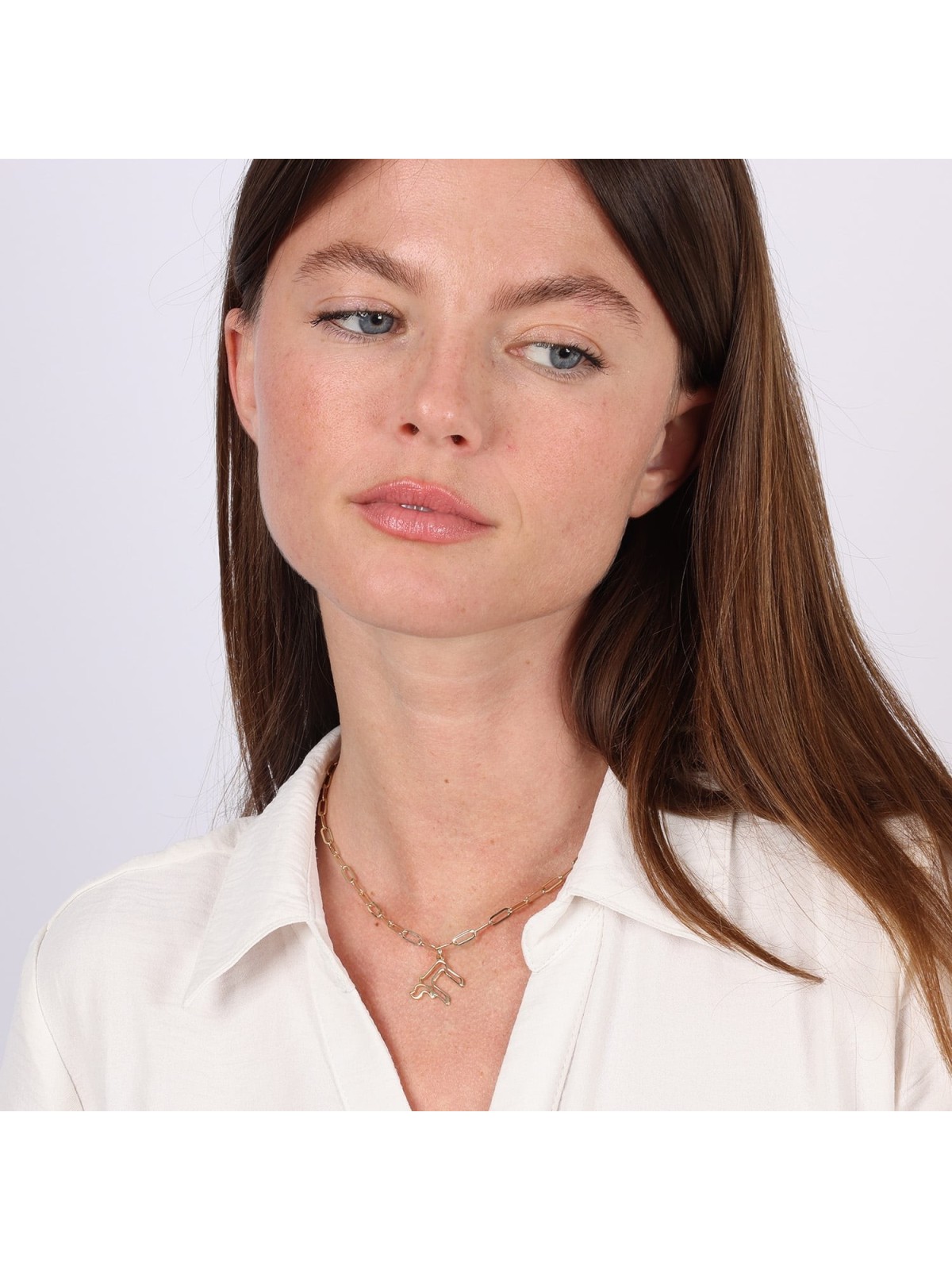 Luxury Thickness Chai Outline Necklace with Paperclip Chain - 925 Ster