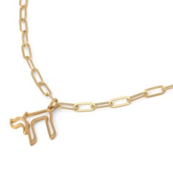 Luxury Thickness Chai Outline Necklace with Paperclip Chain - 925 Ster
