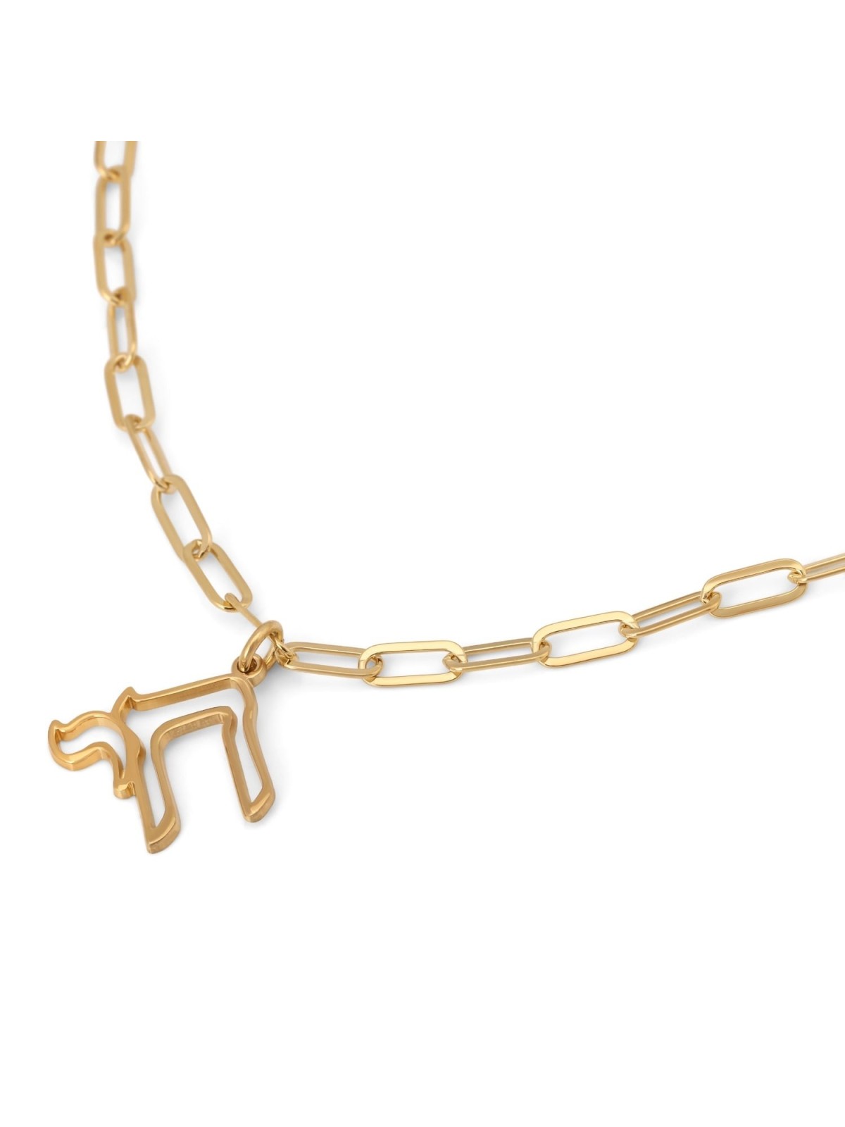 Luxury Thickness Chai Outline Necklace with Paperclip Chain - 925 Ster