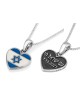 Am Yisrael Chai and Israeli Flag Sterling Silver Heart Shaped Pendant