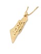 Collier personnalisé de nom de carte d’Israël - Hébreu/Anglais - Argent ou