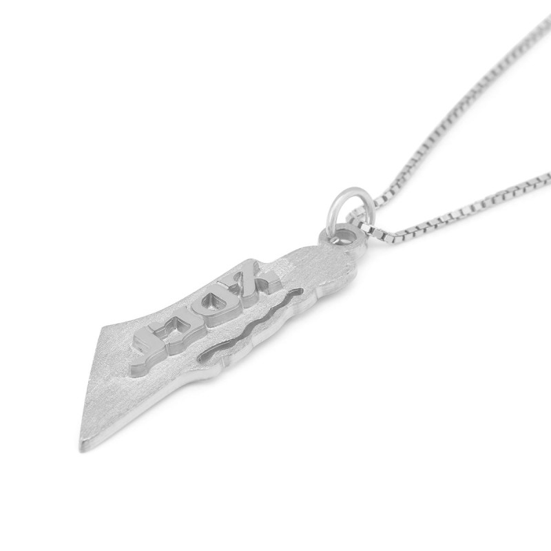 Collier personnalisé de nom de carte d’Israël - Hébreu/Anglais - Argent ou