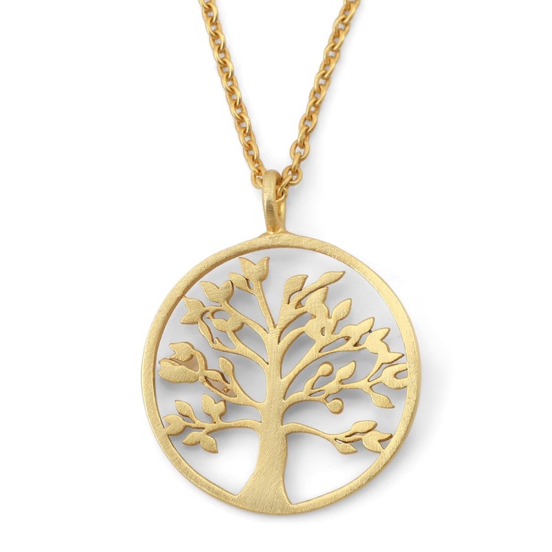 Collier Arbre de Vie Rond Plaqué Or par Yair Emanuel