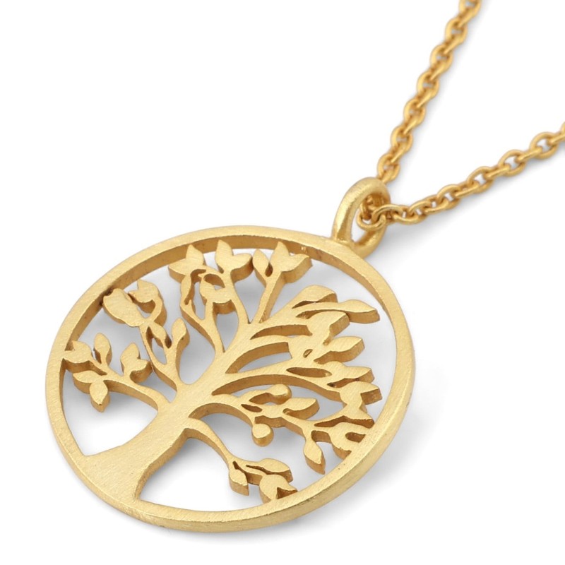 Round Gold-Plated Tree of Life Necklace by Yair Emanuel