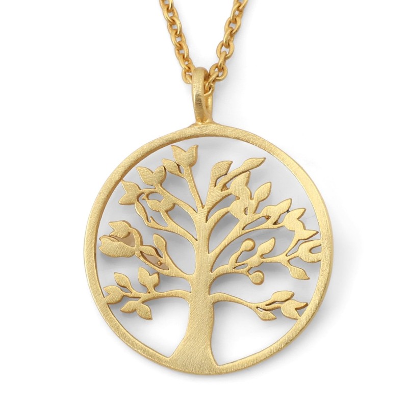 Collier Arbre de Vie Rond Plaqué Or par Yair Emanuel