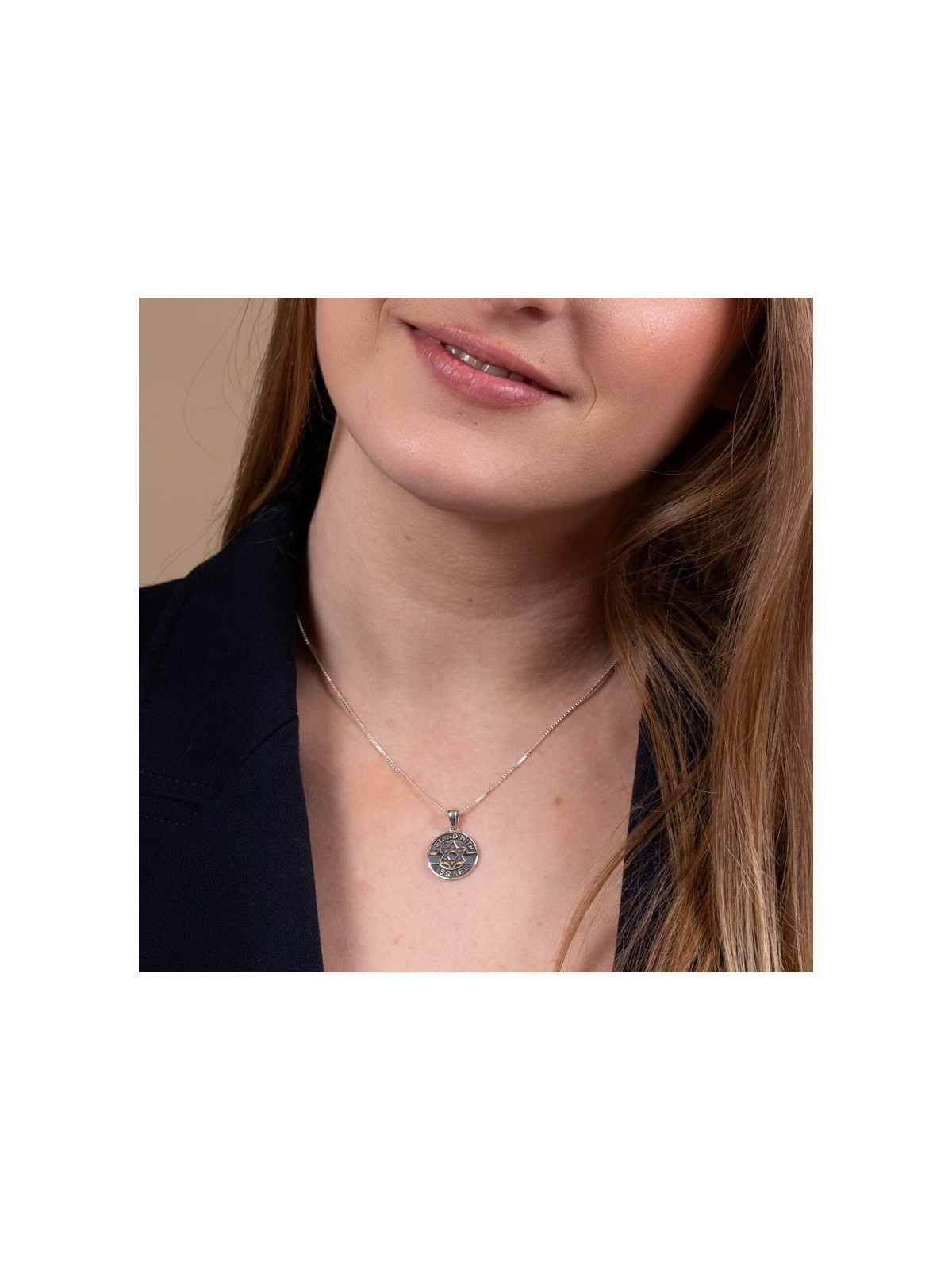 Collier pendentif Je me tiens avec Israël en argent sterling