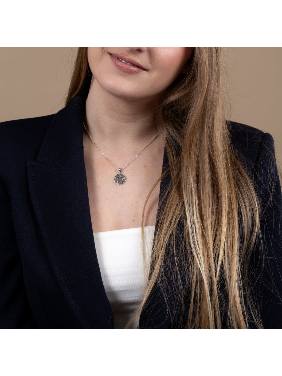 Collier pendentif Je me tiens avec Israël en argent sterling