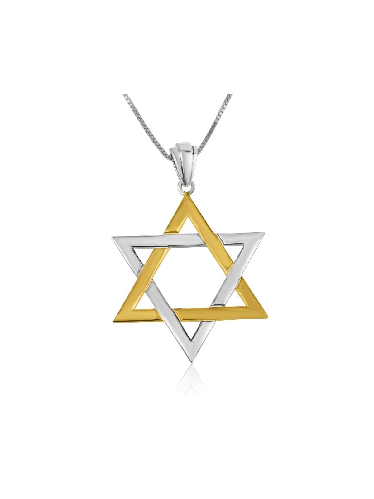 Star of David Interlocking Sterling Silver and Gold Plated Necklace Pe