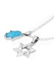 Collier Hamsa en argent sterling avec étoile de David et pierre opale entrelacées
