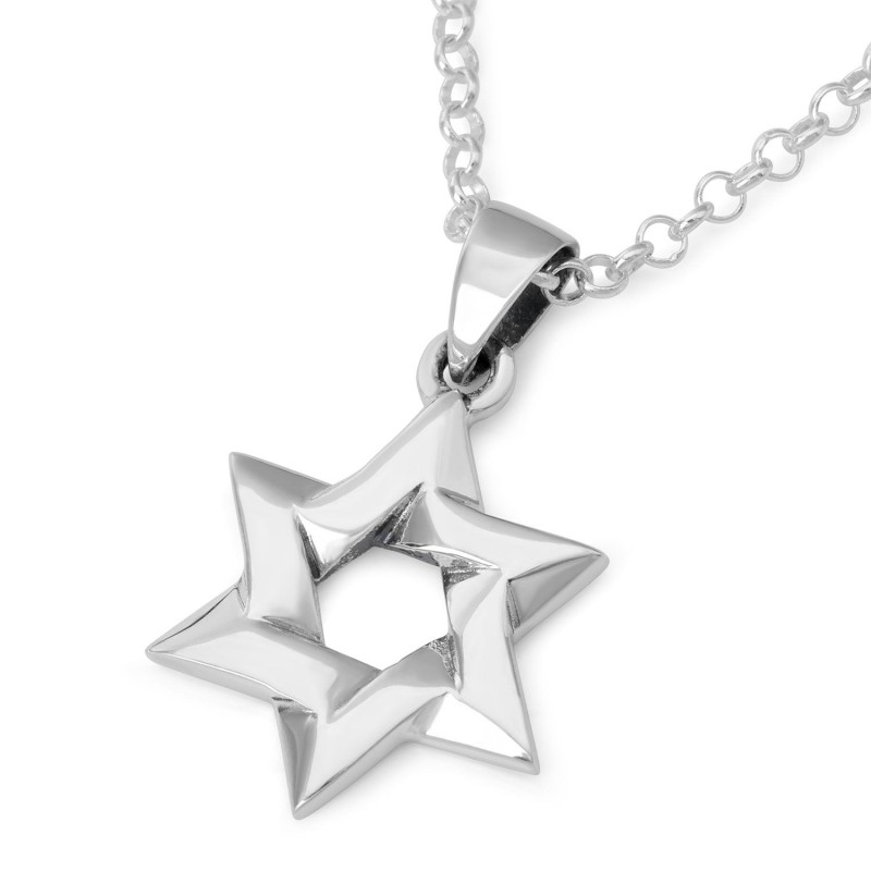 Collier Hamsa en argent sterling avec étoile de David et pierre opale entrelacées