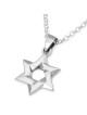Sterling Silver Interlocking Star of David & Opal Stone Hamsa Necklace