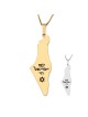 Collier carte d’Israël avec Am Yisrael Chai gravé et étoile de David