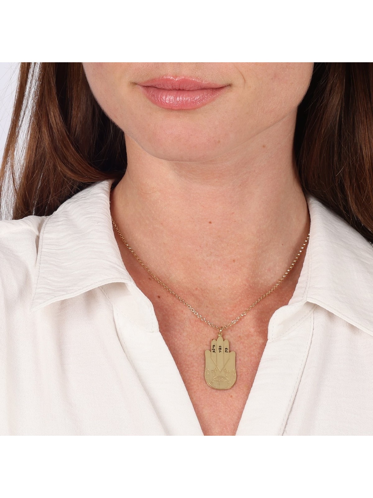 Personalized Hamsa Pendant Name Necklace for Moms - Up To 5 Names