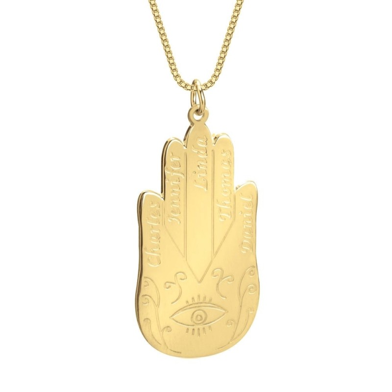 Collier personnalisé avec pendentif Hamsa pour mamans – jusqu'à 5 noms