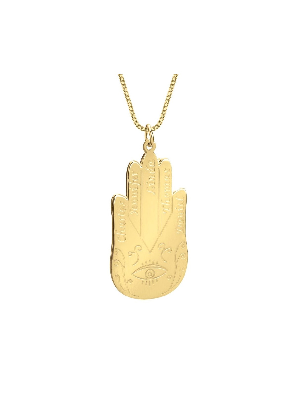 Personalized Hamsa Pendant Name Necklace for Moms - Up To 5 Names